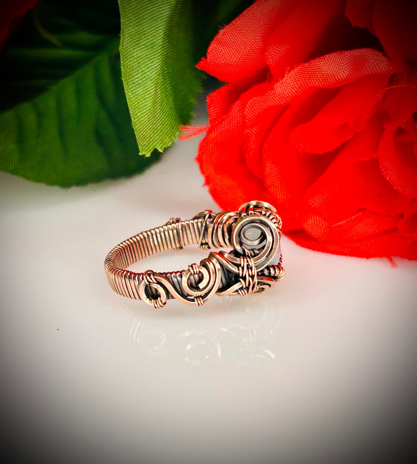 White Moonstone Ring Size 6