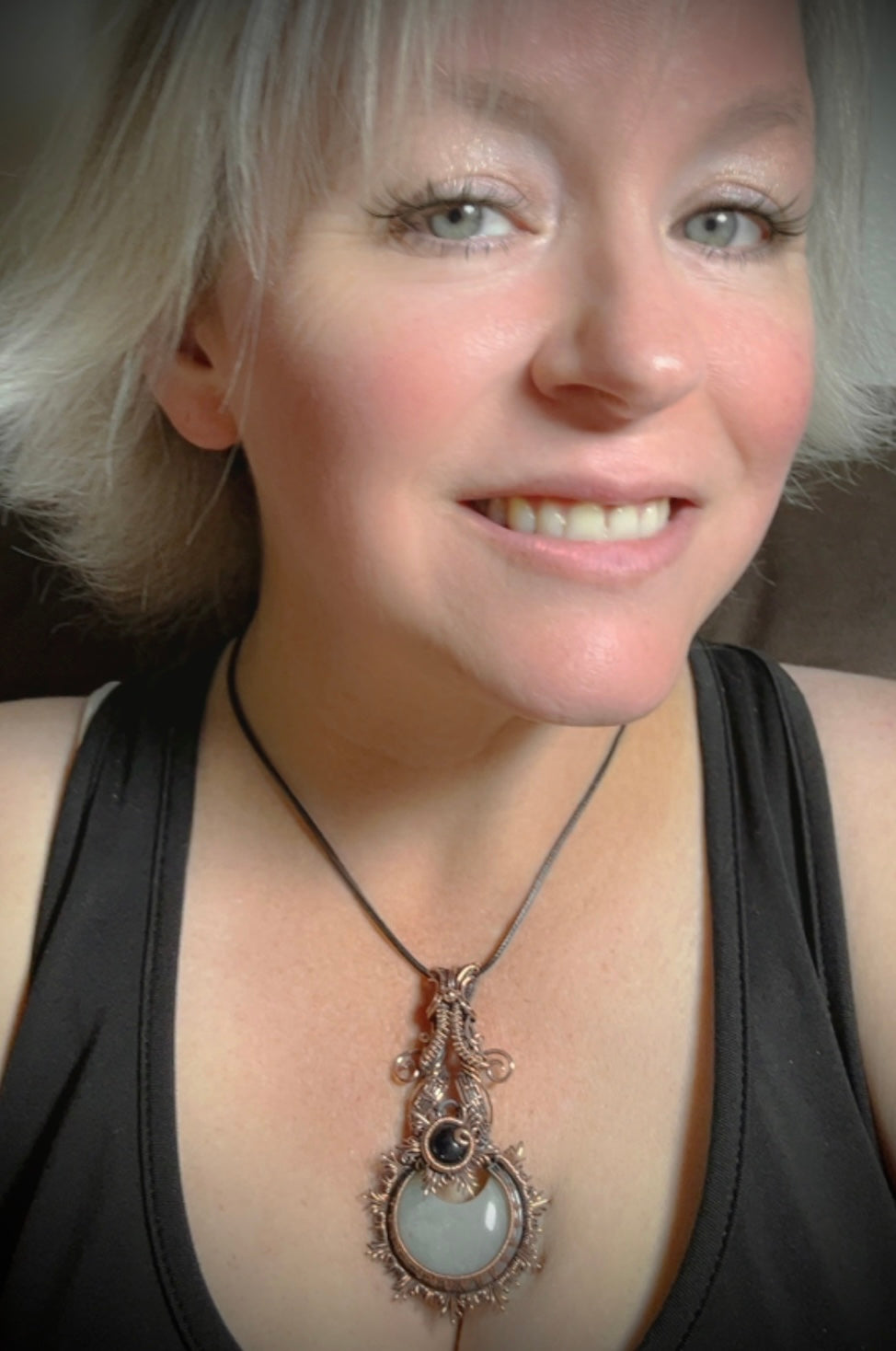 Jadeite & Blue Goldstone Pendant