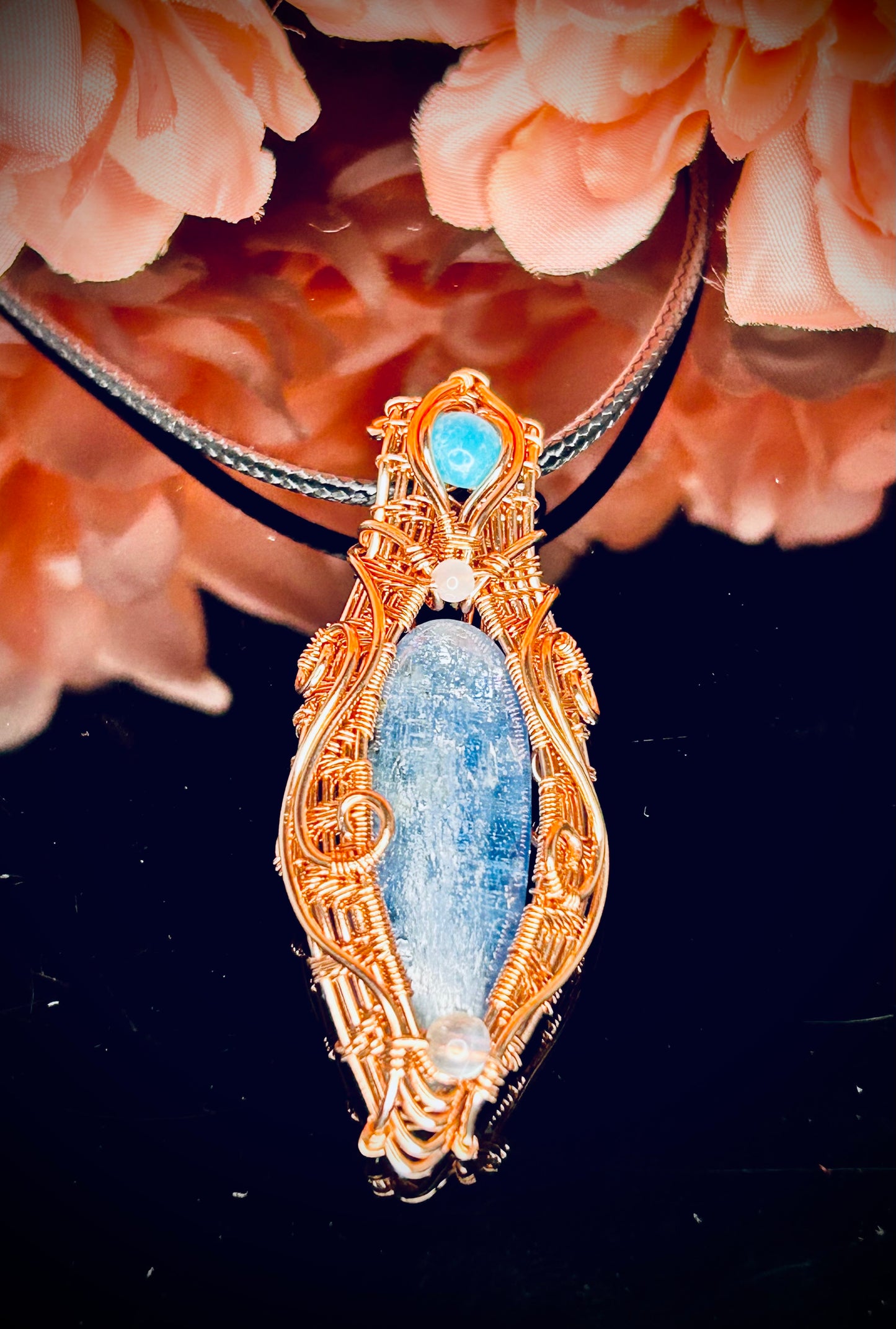 Copper Kyanite and Turquoise Pendant
