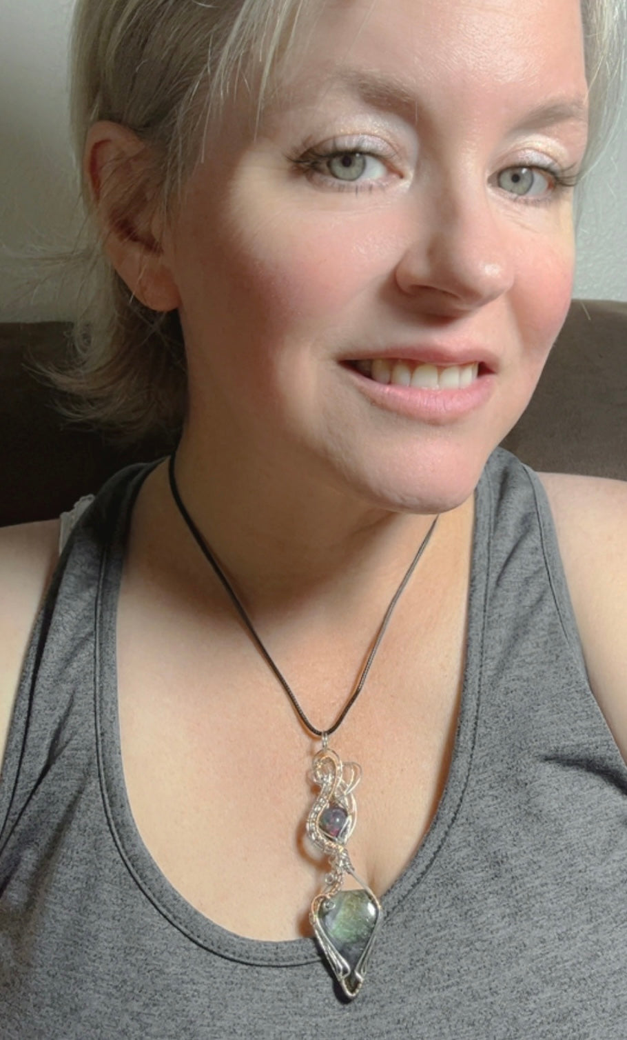 Sterling Silver/RG Labradorite & Smoked Ethiopian Opal Pendant
