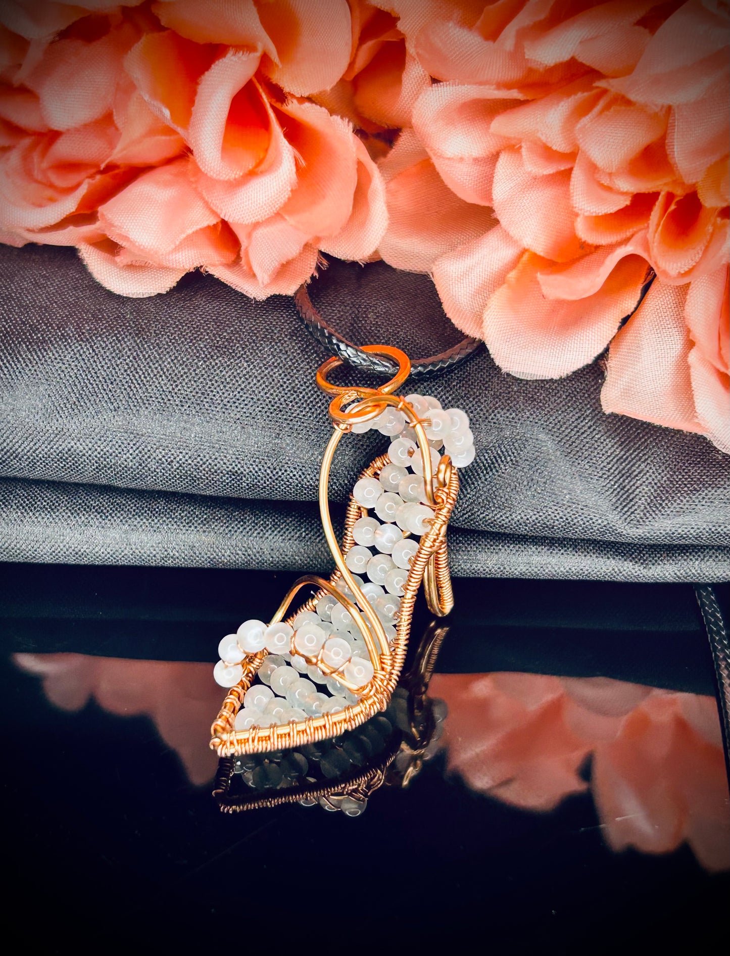 Copper Green Moonstone Shoe Pendant
