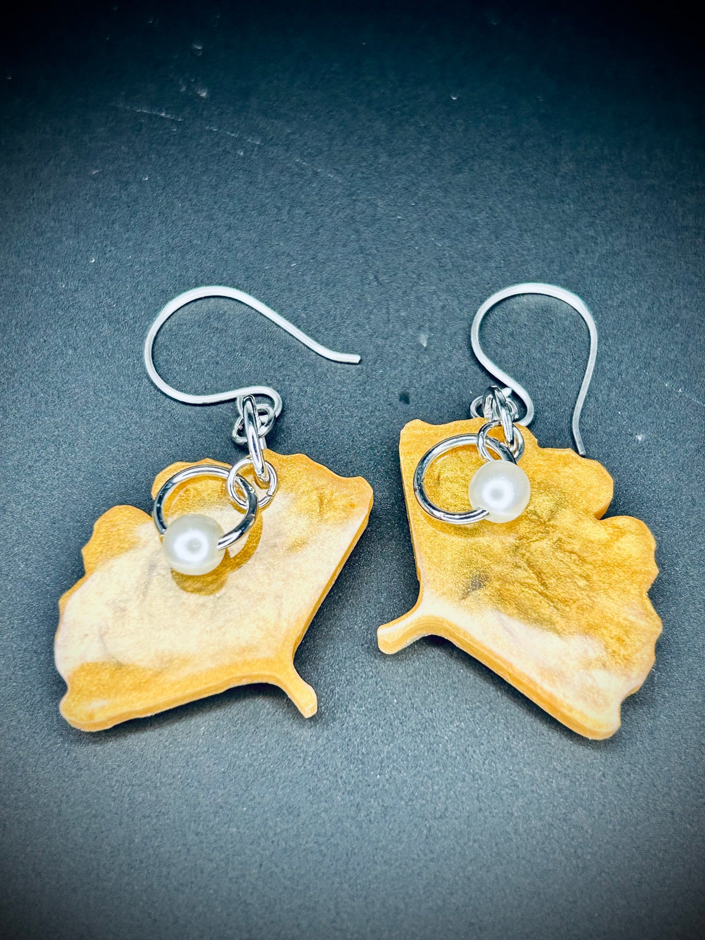 Resin Ginkgo Leaf Earrings