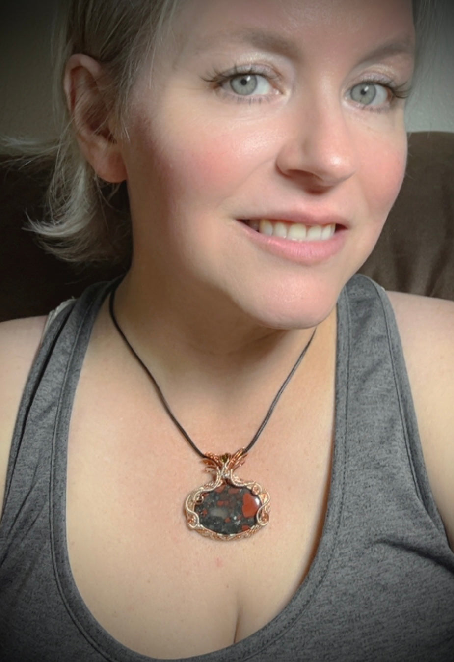 Copper/Silver Bloodstone Pendant