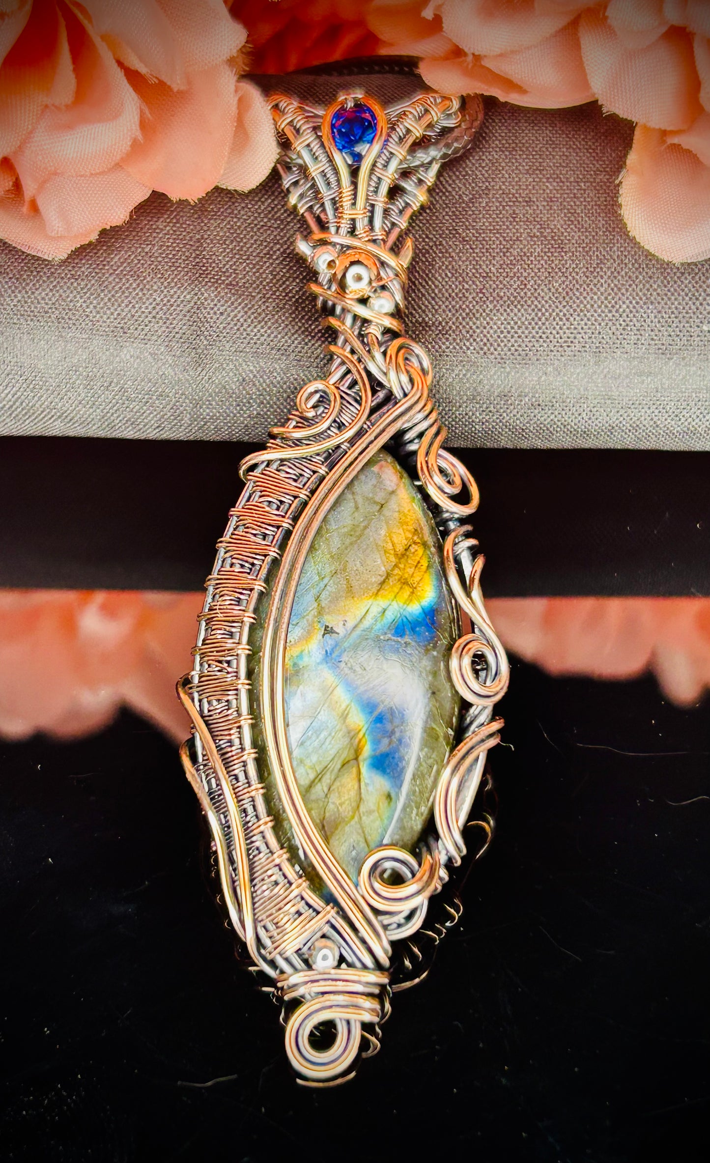 Copper Marquis Labradorite Pendant