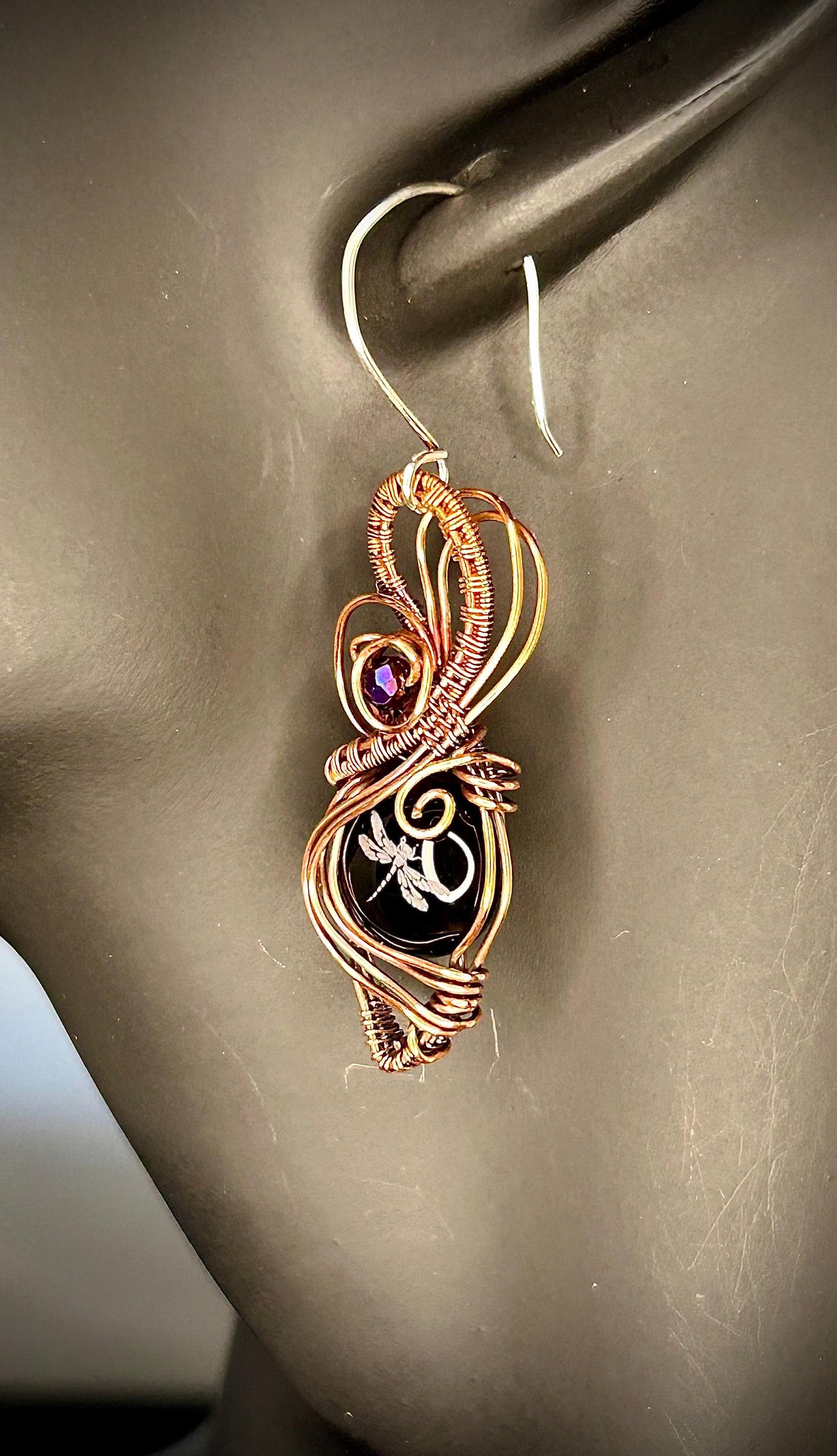Copper Dragonfly Earrings