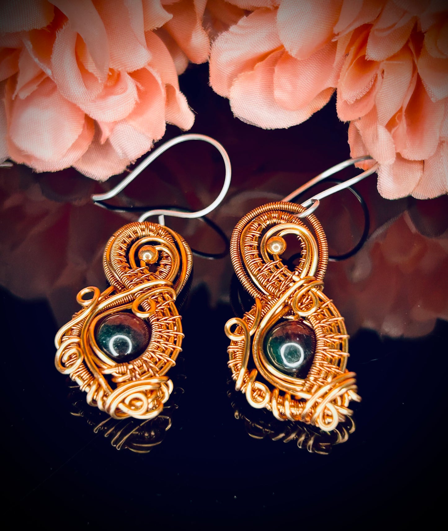 Copper Fire Agate Earrings