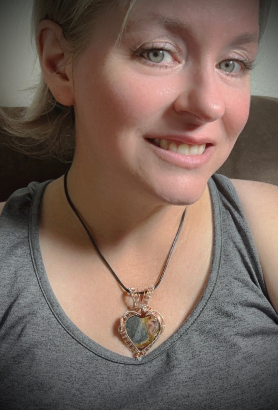 Copper/Silver Marcasite Heart Split Bale Pendant