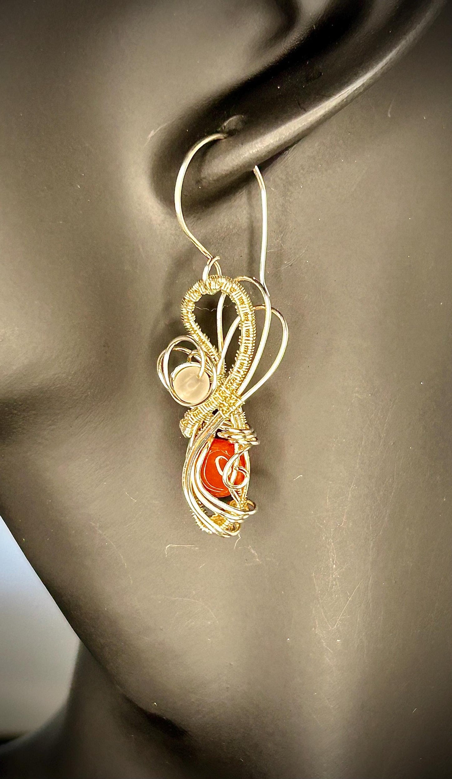 Silver Fire Opal Earrings