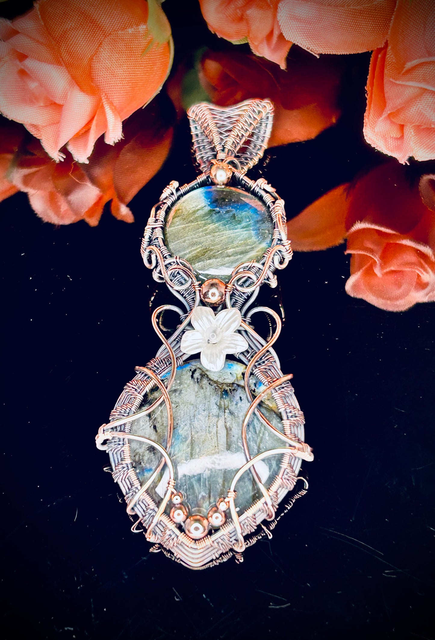 Copper Double Labradorite Pendant