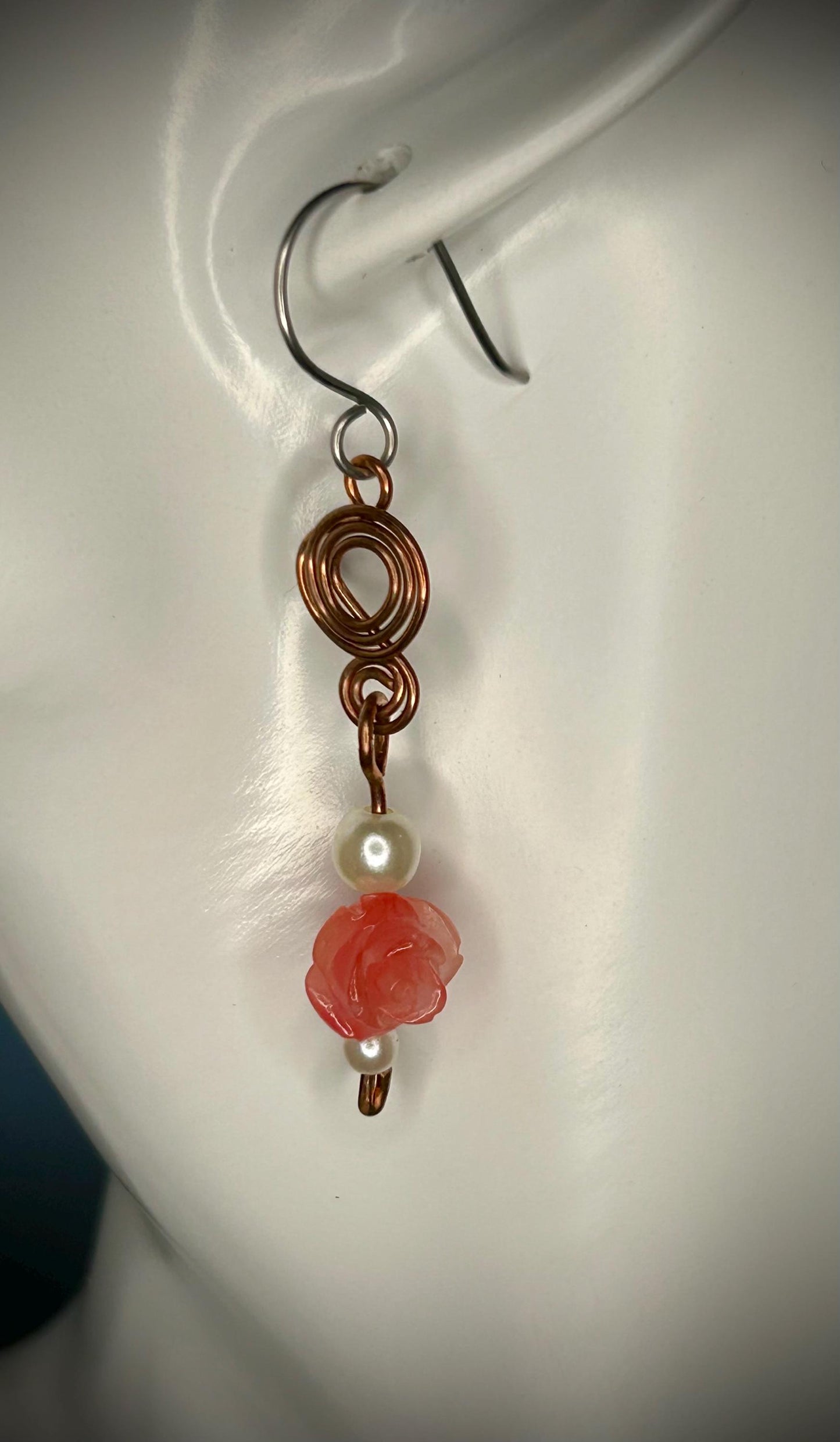 Copper Swirl Rose Earrings