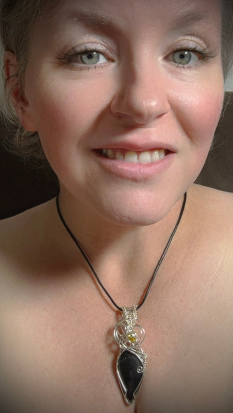 Silver Sheen Obsidian Pendant