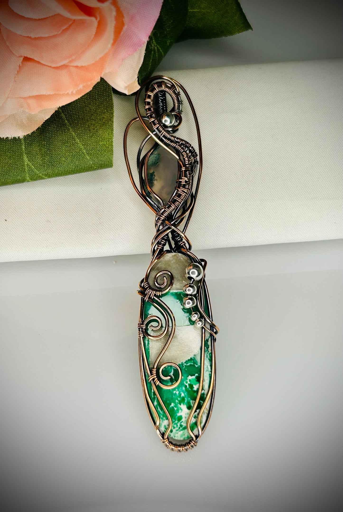 Variscite & Scenic Moss Agate Pendant