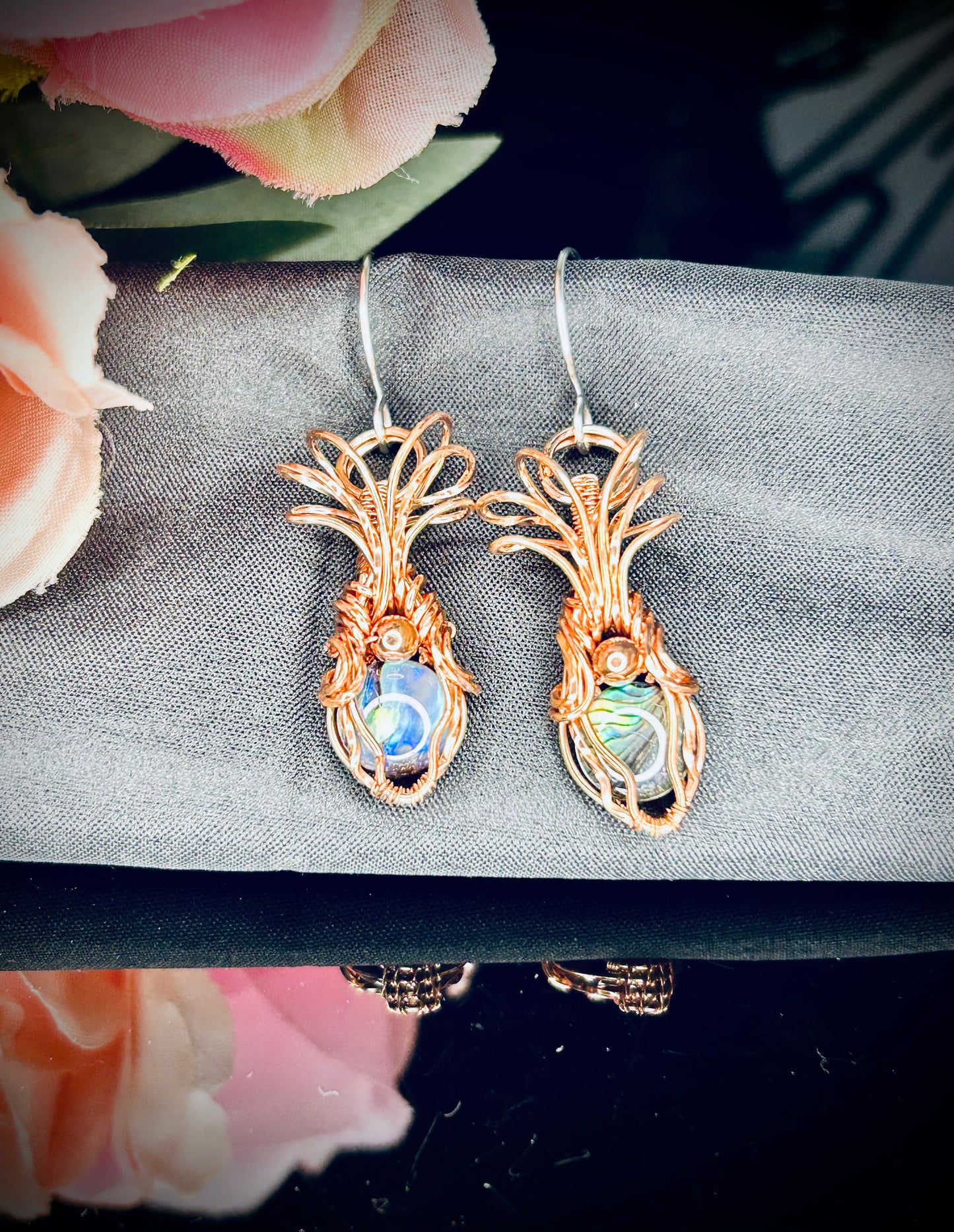 Copper Abalone Shell Earrings