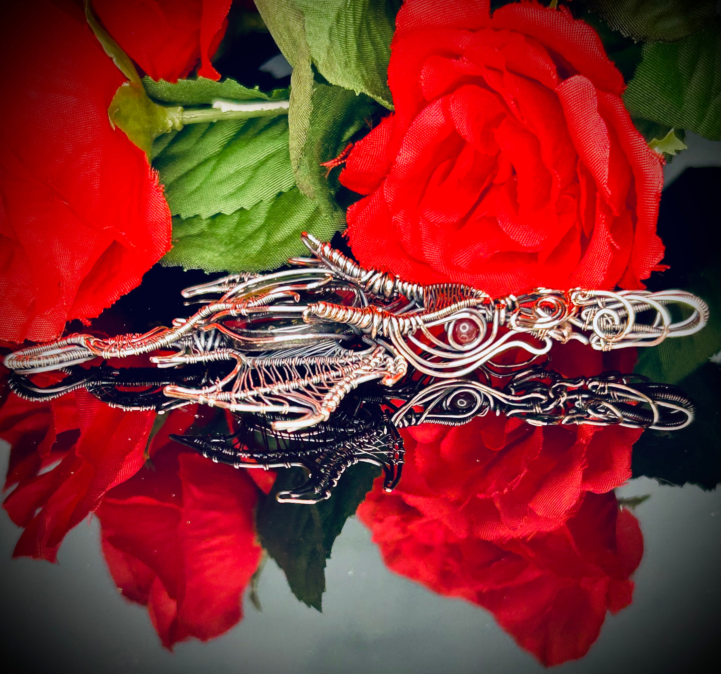Copper Tiger Iron & Ruby Jade Dragon