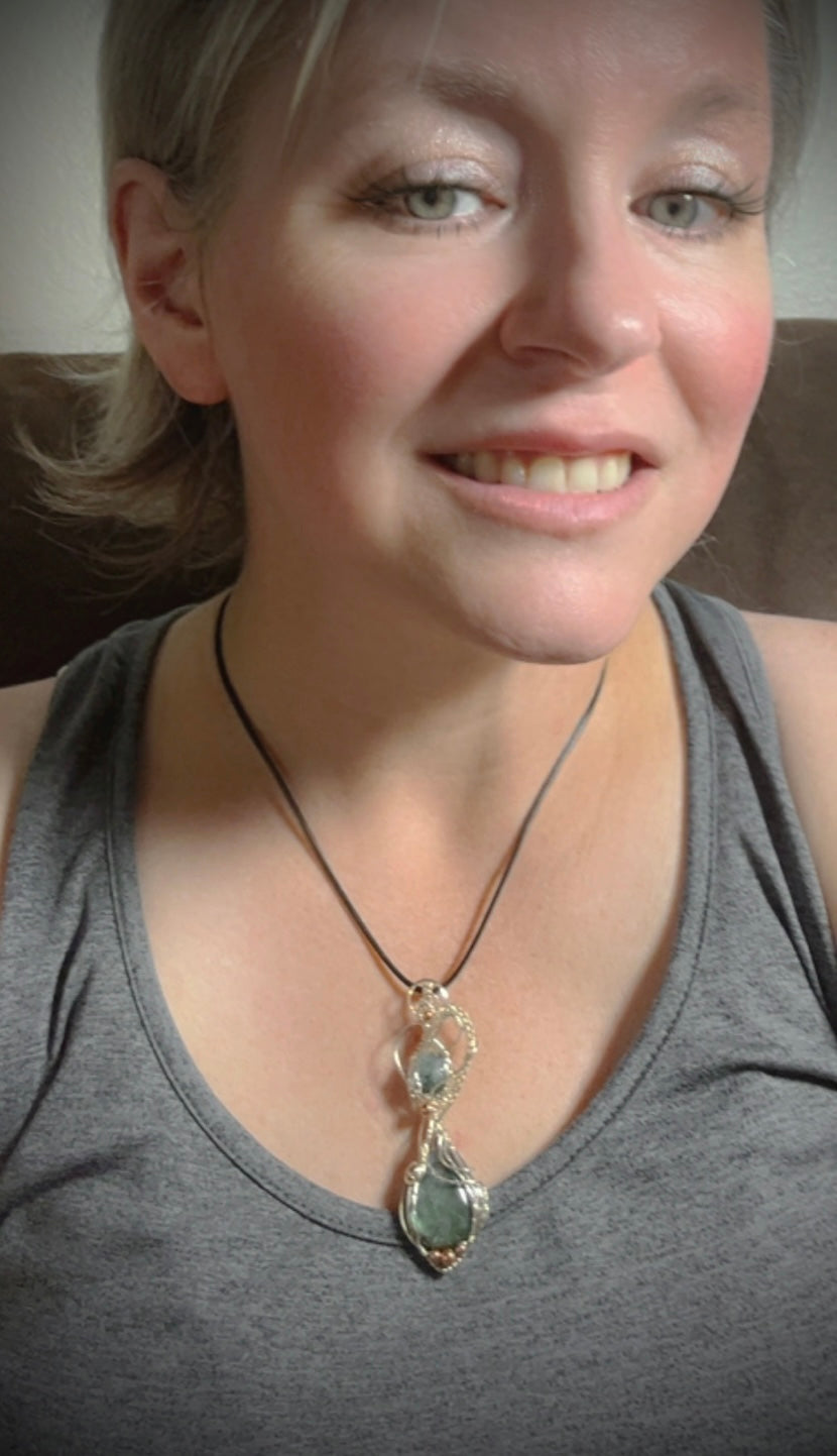 Silver Labradorite & Moss Agate Pendant