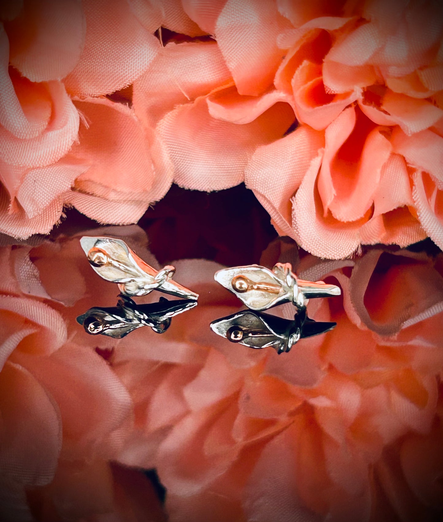 Silver/Copper Calla Lily Earrings