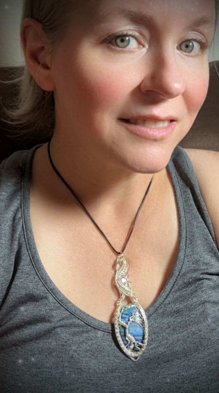 Silver Bluebird Azurite TOL Pendant