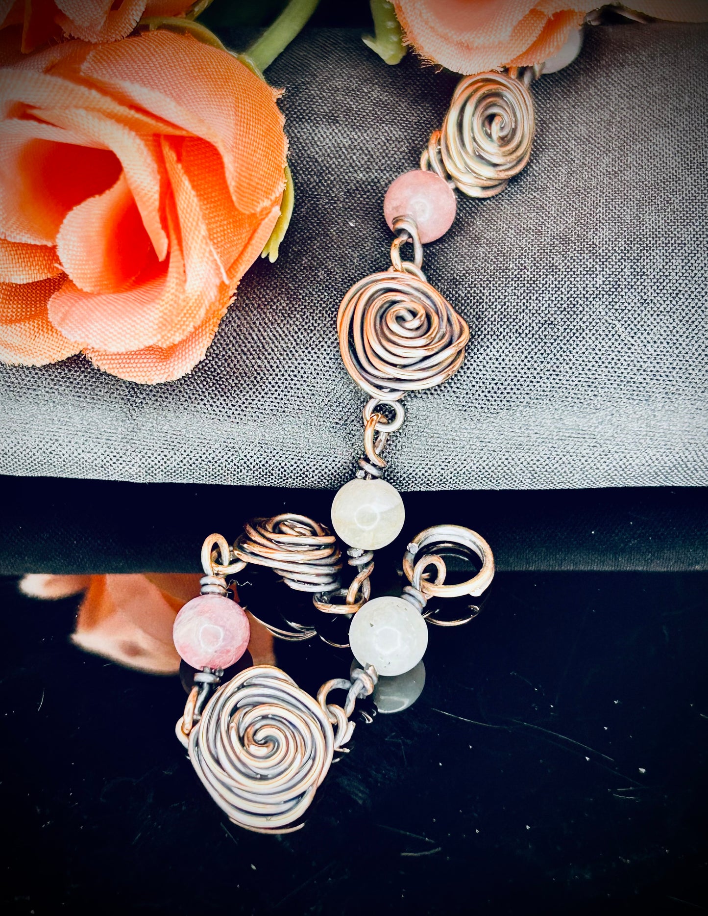 Copper Rose Beaded Bracelet