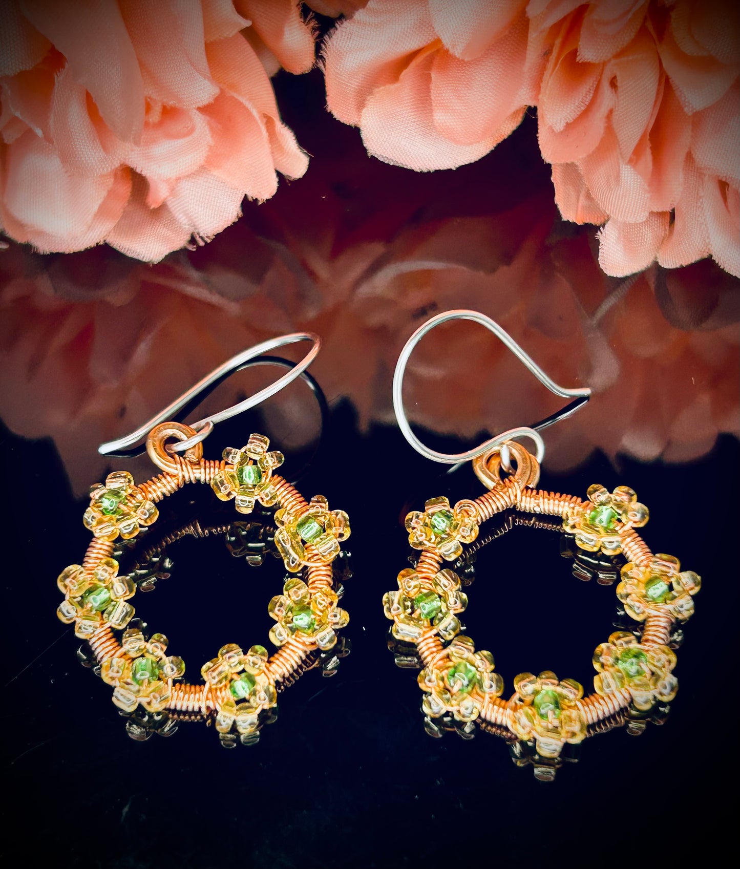 Copper Flower Wreath Earrings