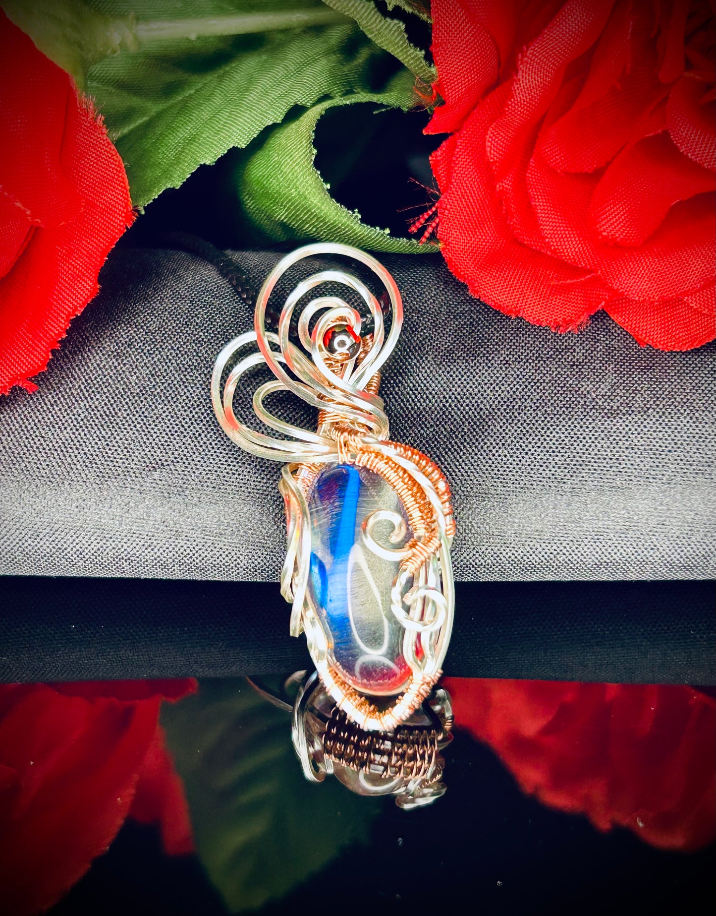 Tinned Copper Prism Glass Pendant
