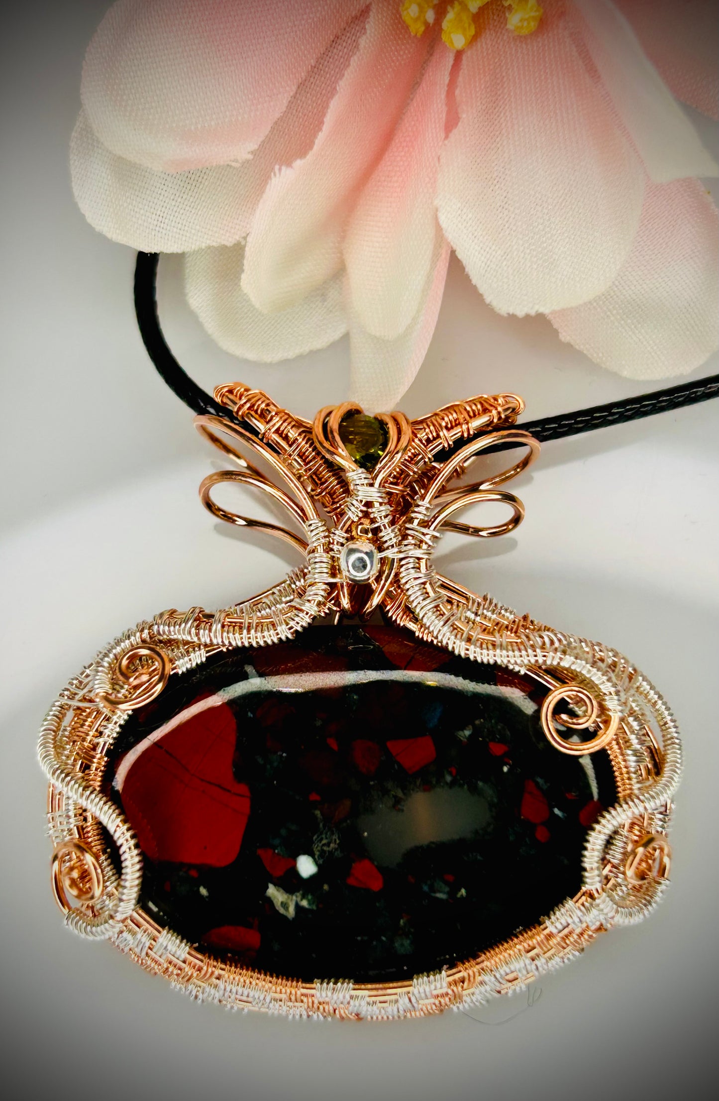 Copper/Silver Bloodstone Pendant