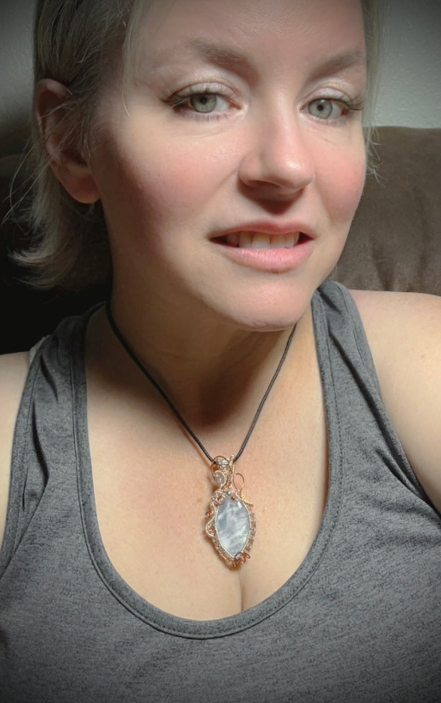 Copper/Silver Aurora Plume Agate Pendant