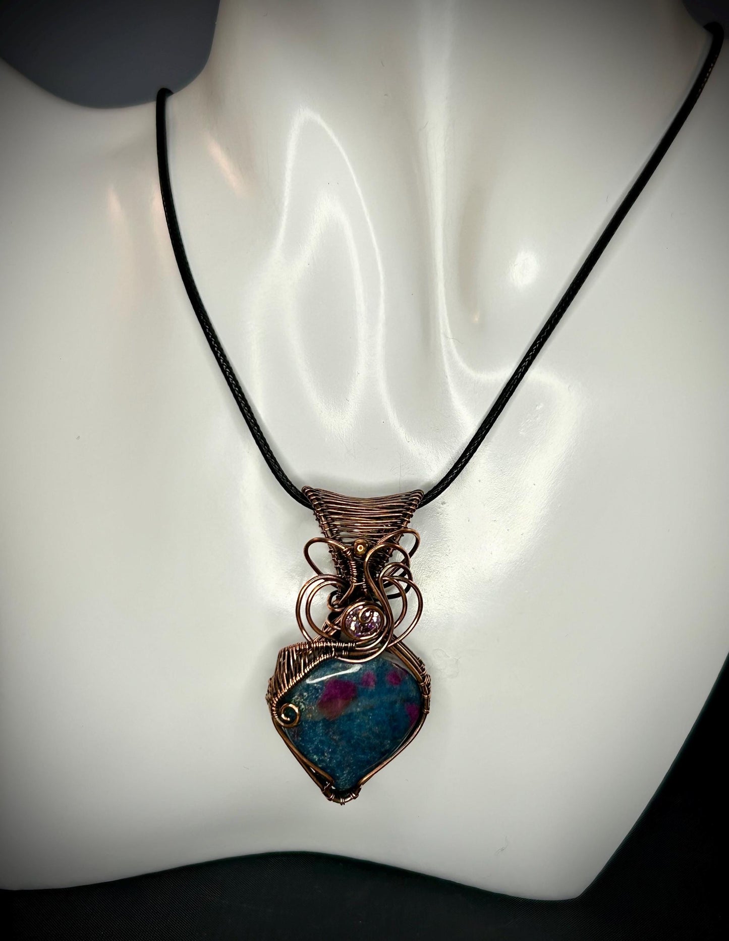 Copper Ruby Kyanite Pendant