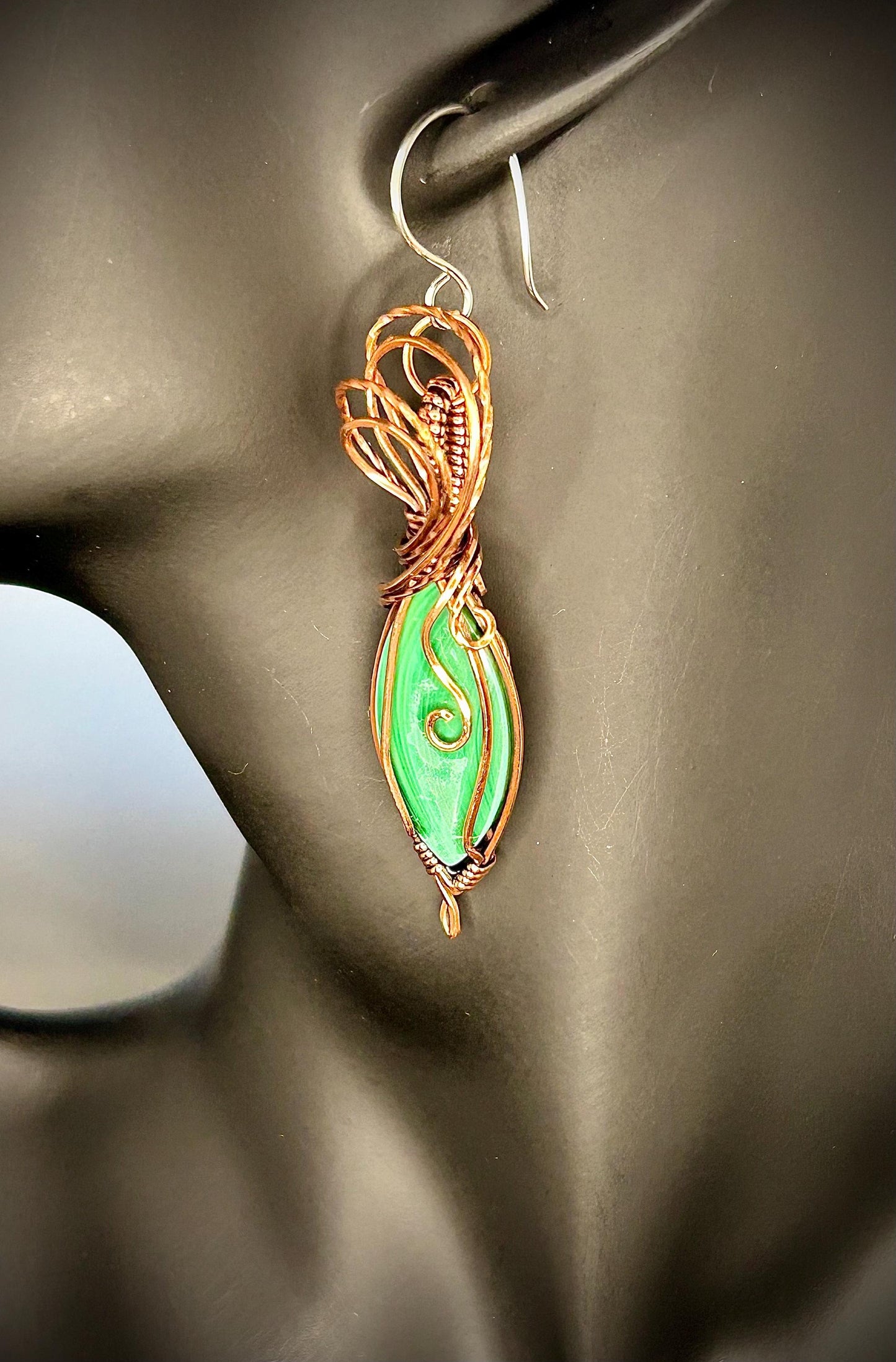 Copper Malachite Earrings