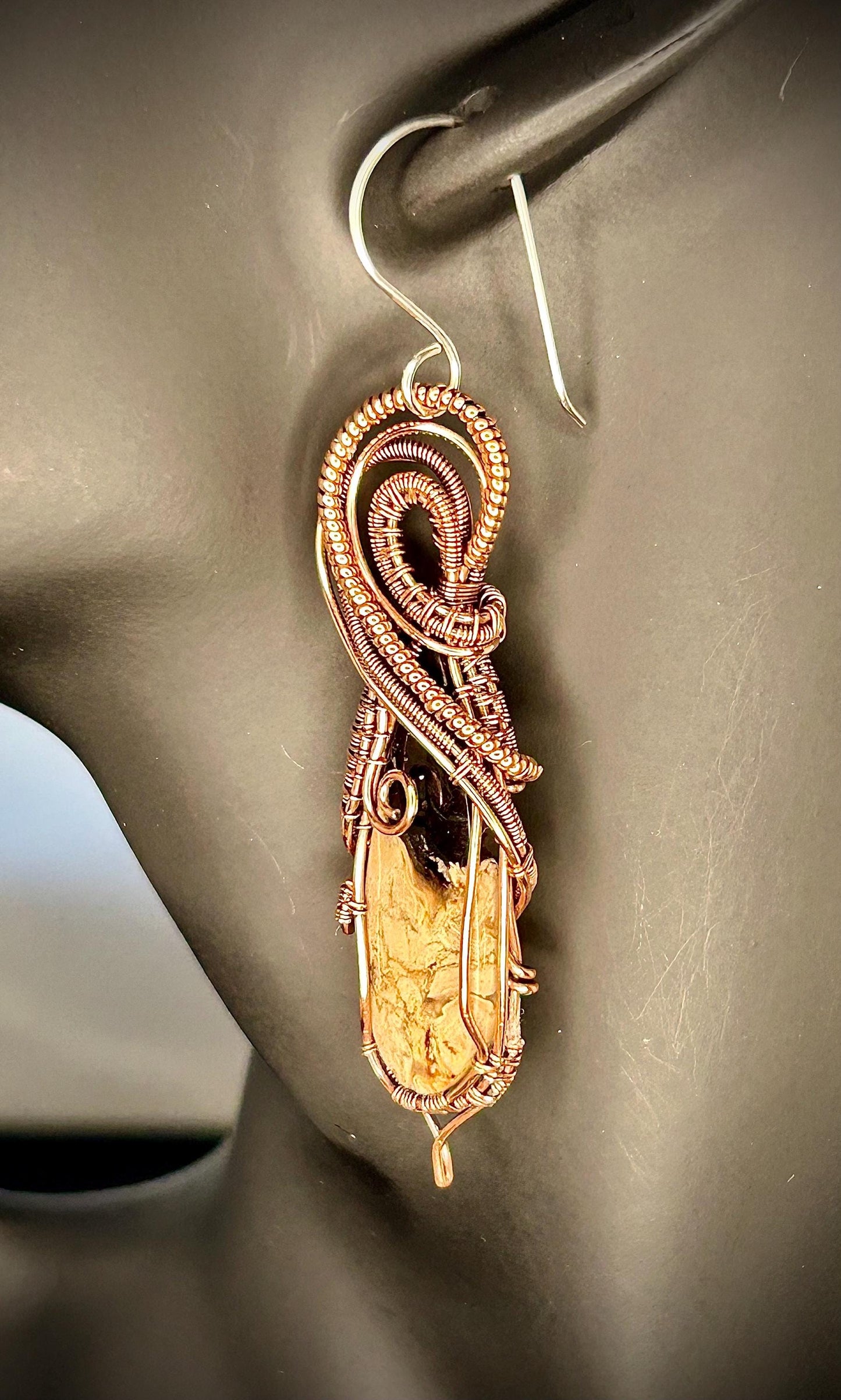 Copper Palm Root Earrings