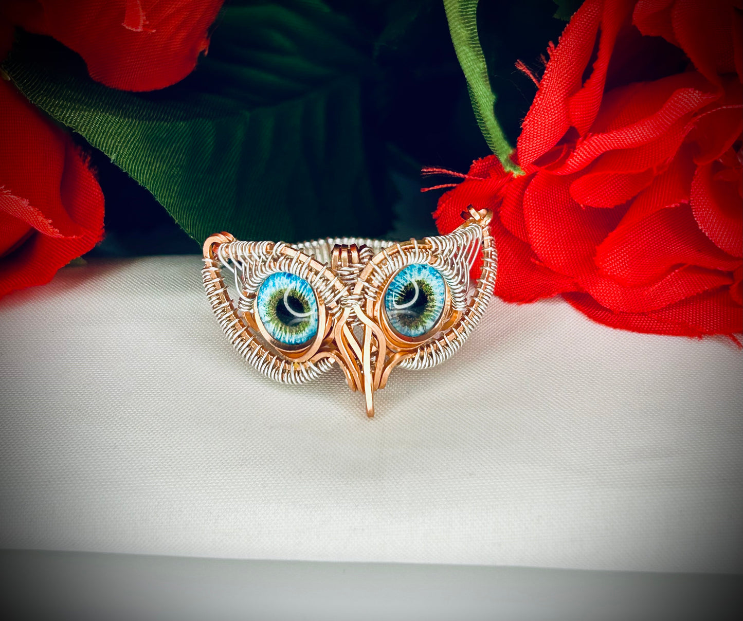Copper/Silver Owl Ring Size 8
