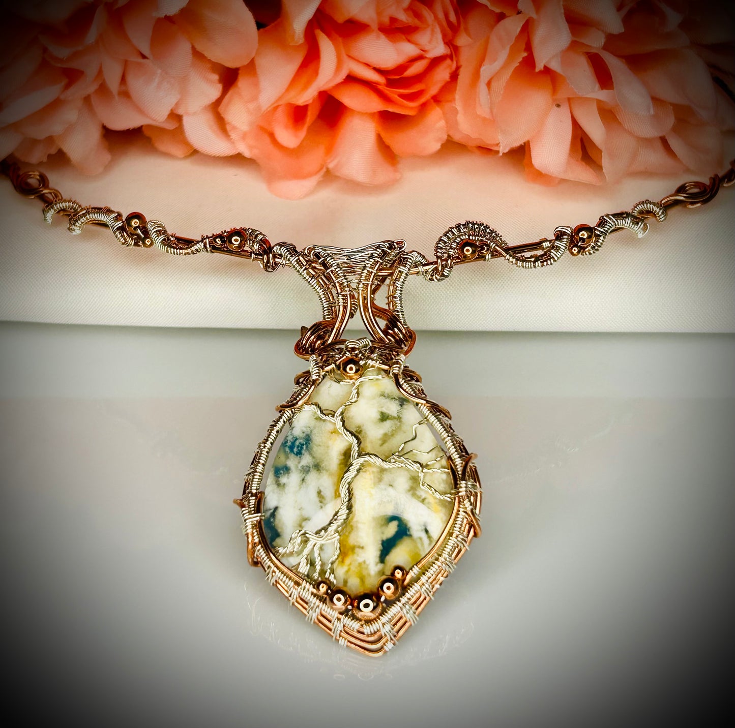 Plume Agate Doublet Tree of Life Choker
