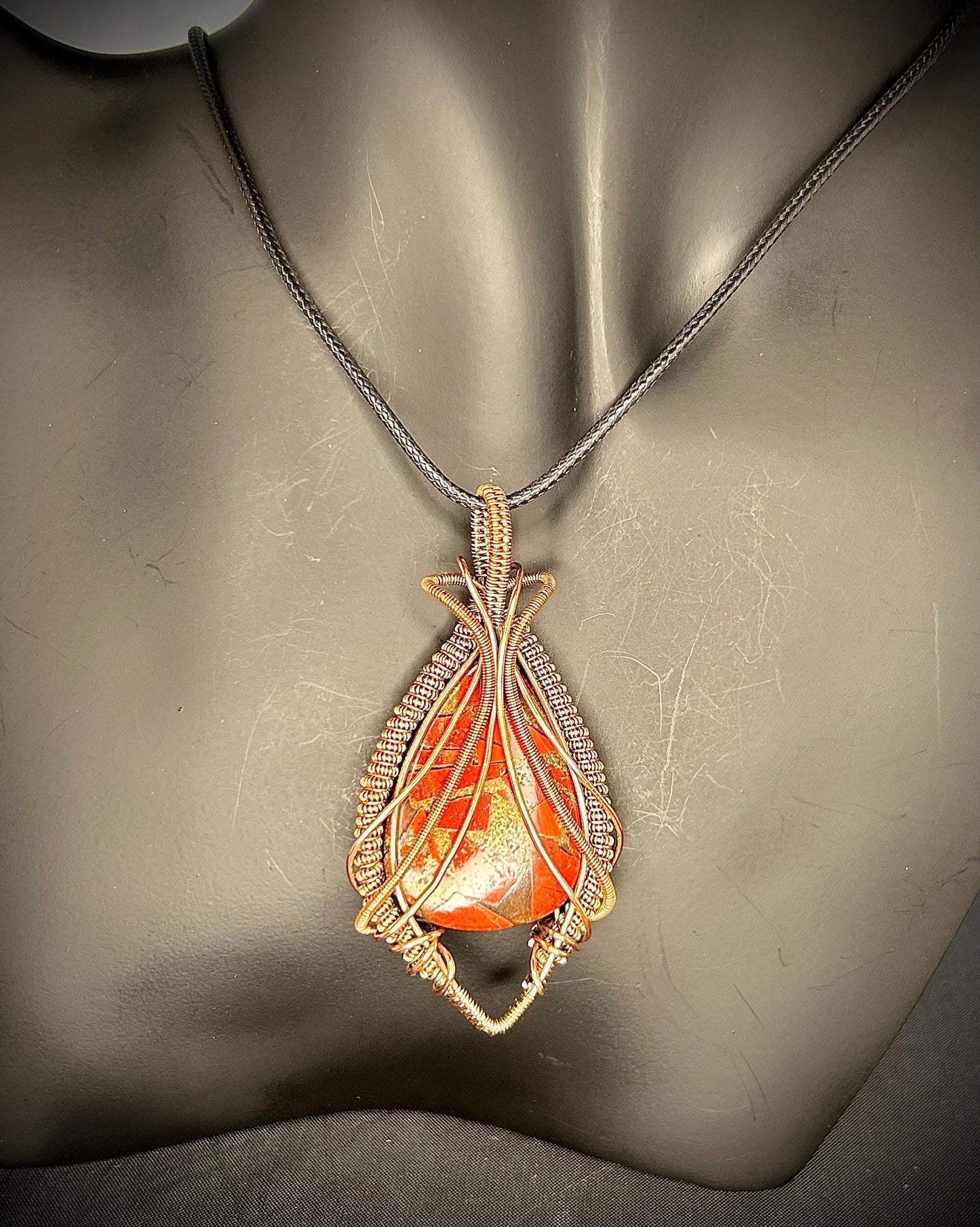 Copper and Red Jasper Pendant