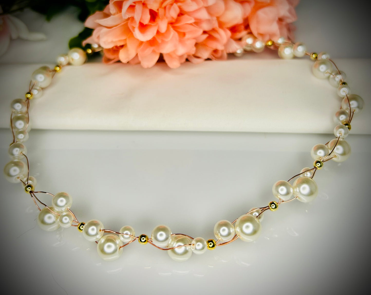 Pearl Choker, Bracelet, & Earring Set