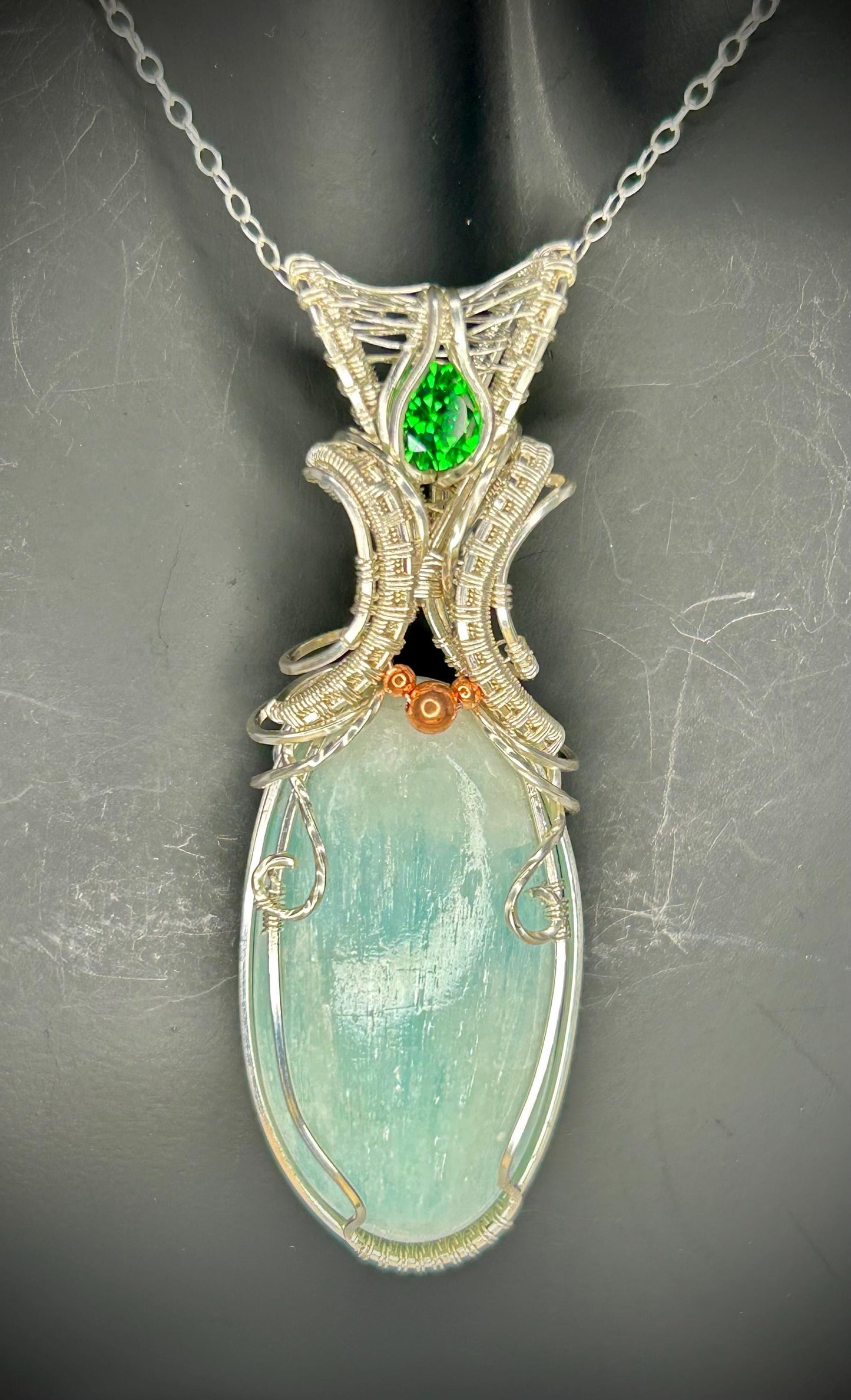 Silver Blue Aragonite Pendant