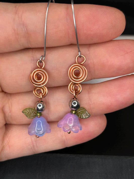 Copper Flower Earrings