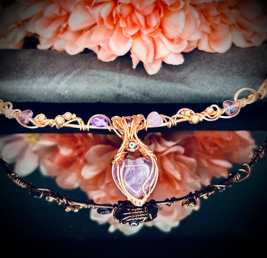Amethyst Heart Choker