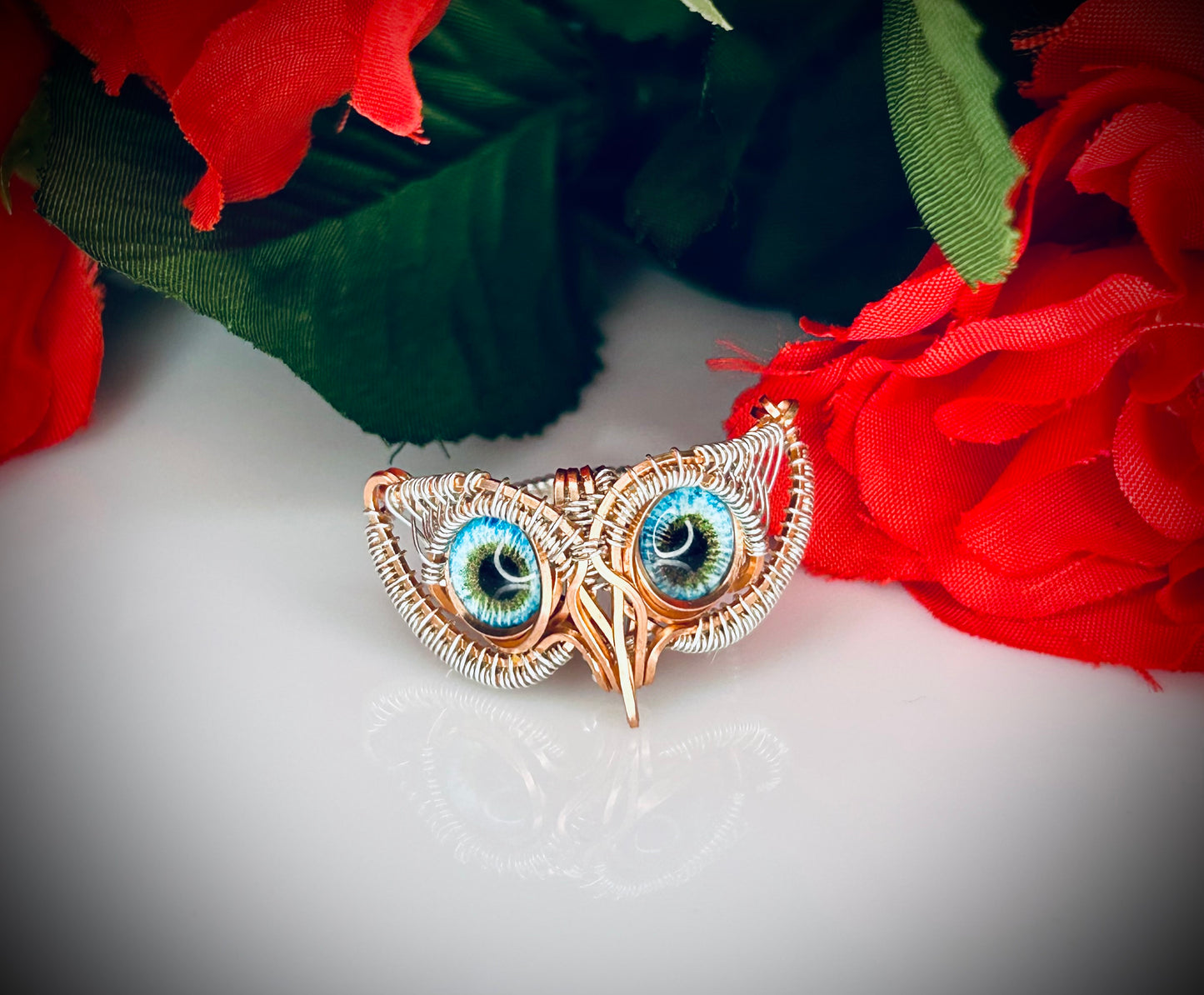 Copper/Silver Owl Ring Size 8