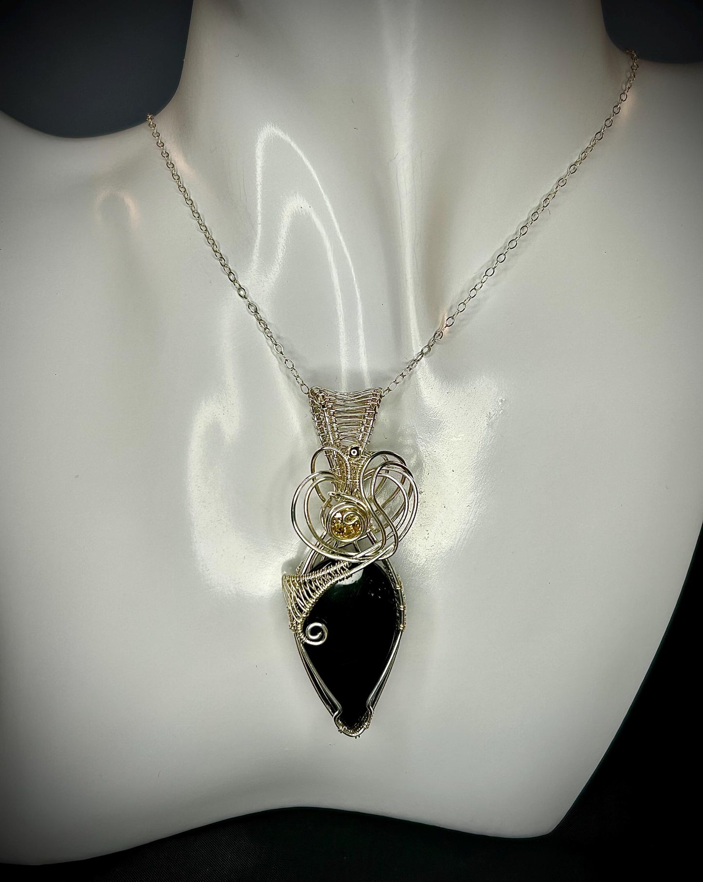 Silver Sheen Obsidian Pendant