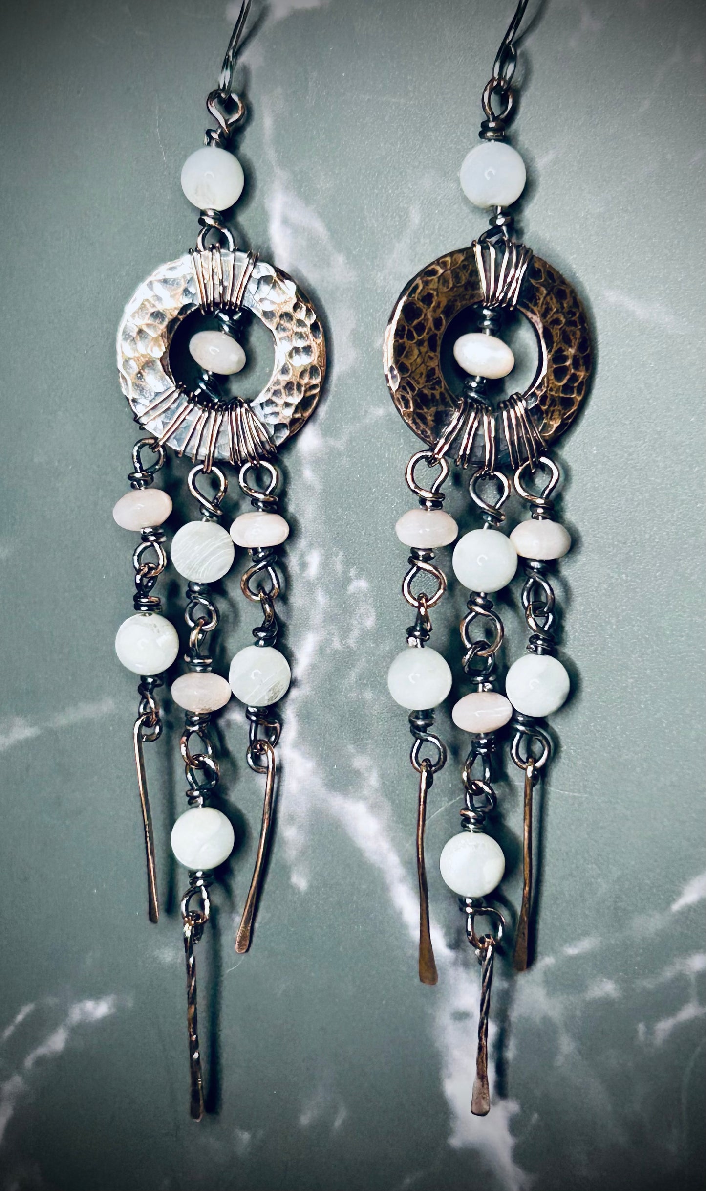 Copper Washer Mother of Pearl Earrings