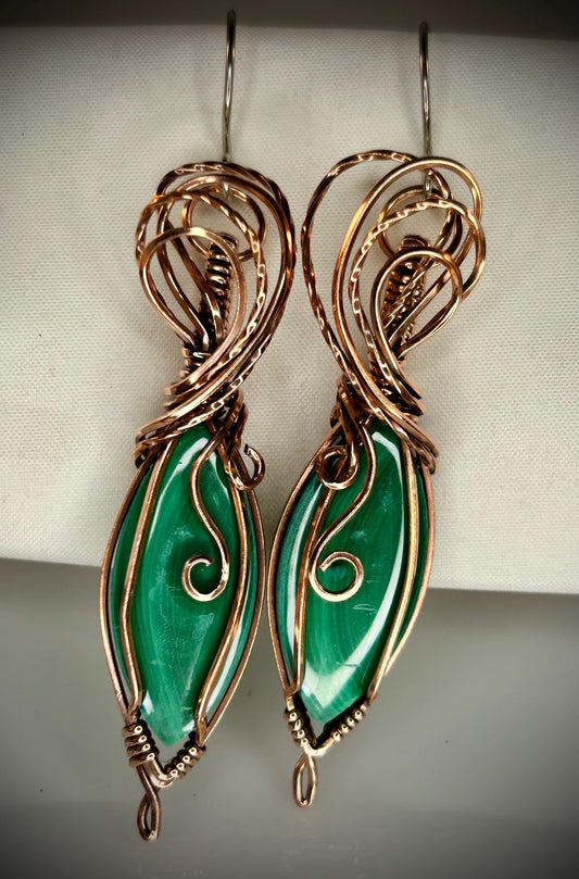 Copper Malachite Earrings