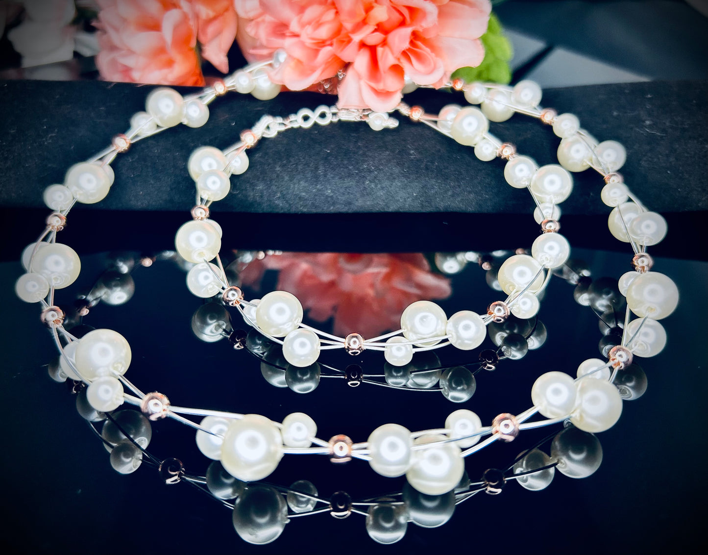 Pearl Choker, Bracelet, & Earring Set