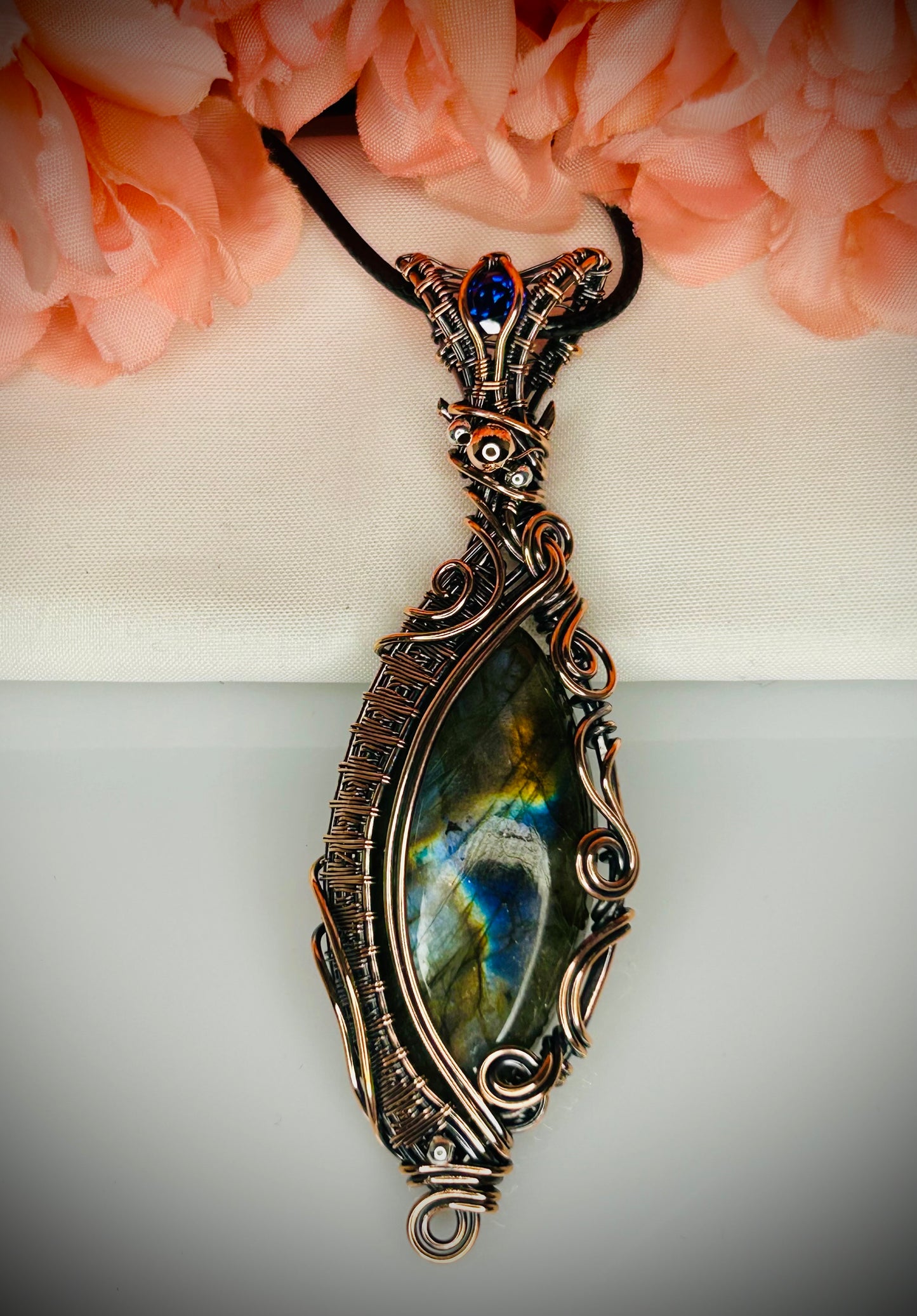 Copper Marquis Labradorite Pendant