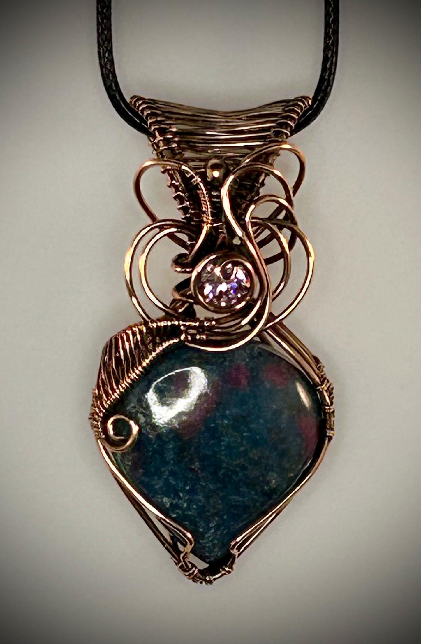 Copper Ruby Kyanite Pendant