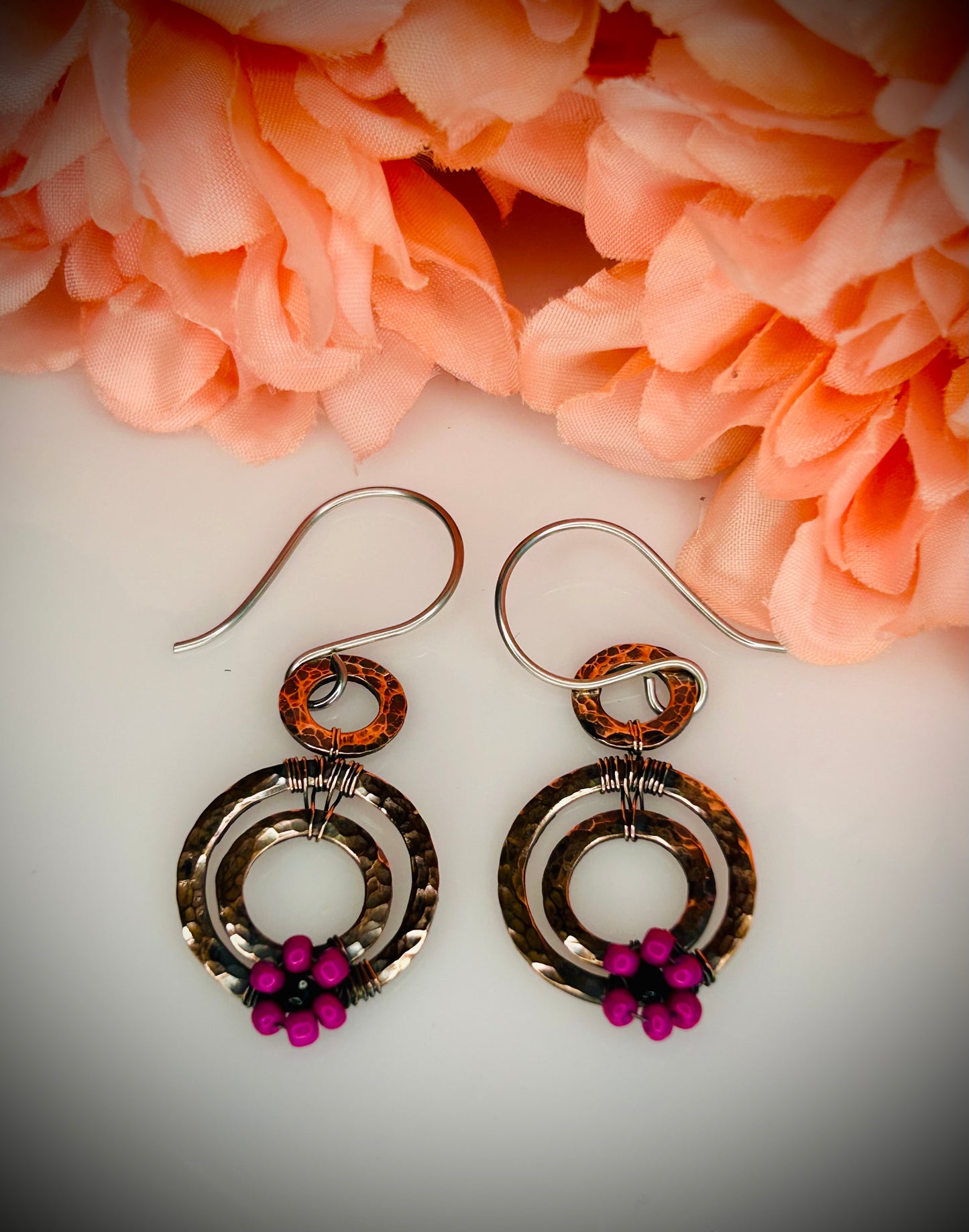 Copper Washer Flower Earrings