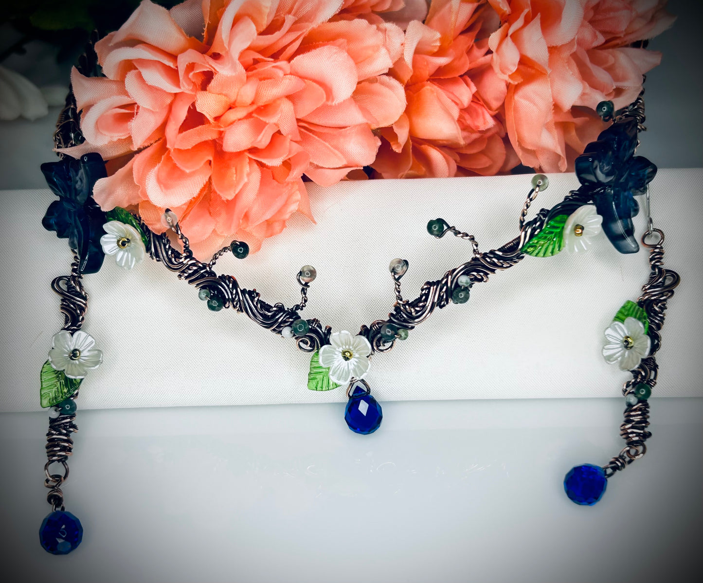 Butterfly and Moonstone Tiara and Earring Set