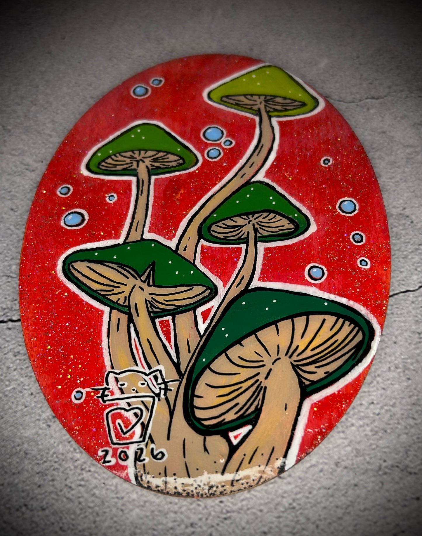 Green Mushroom Painting
