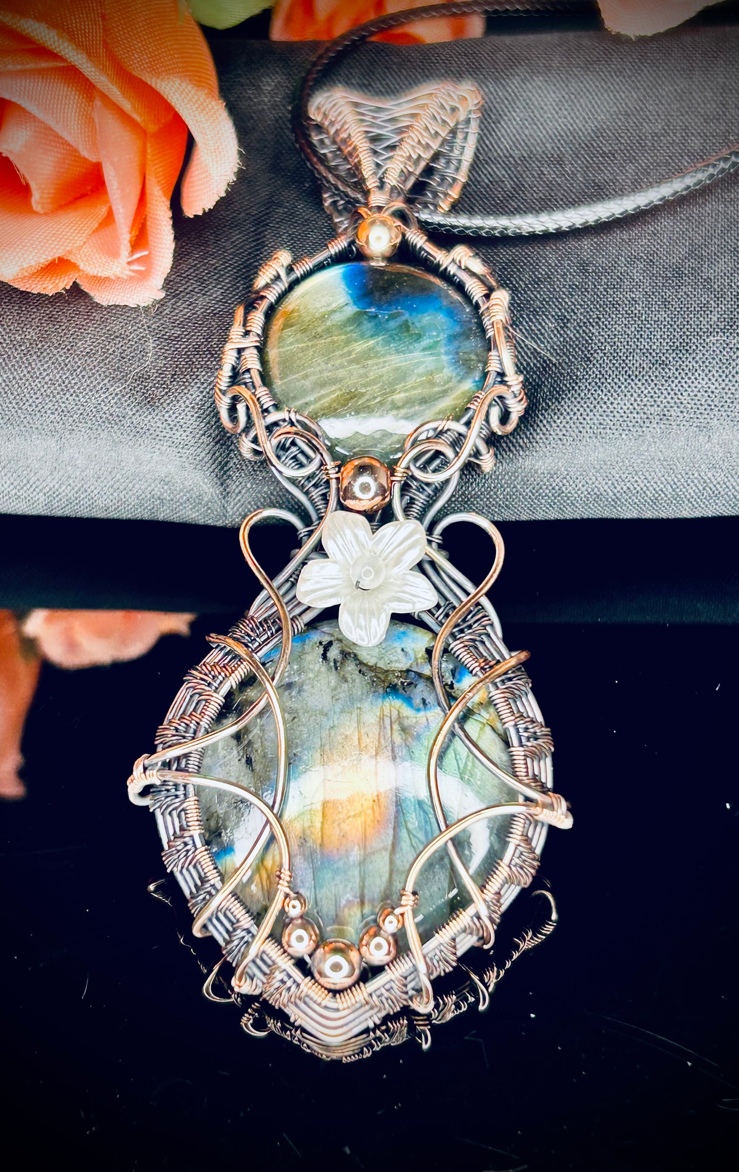 Copper Double Labradorite Pendant