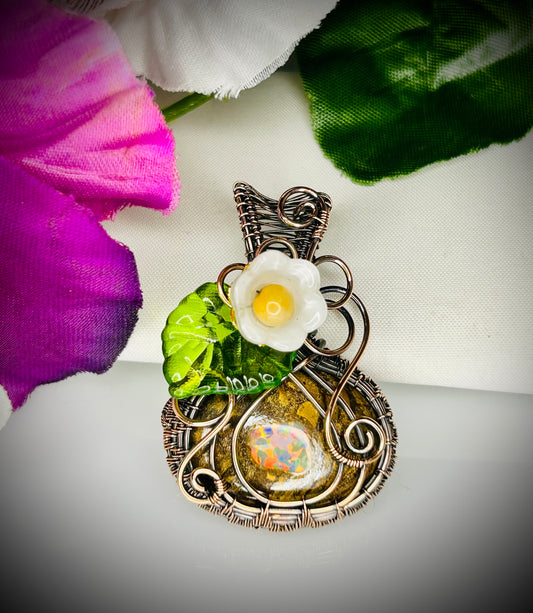 Boulder with Synthetic Opal Inlay Pumpkin