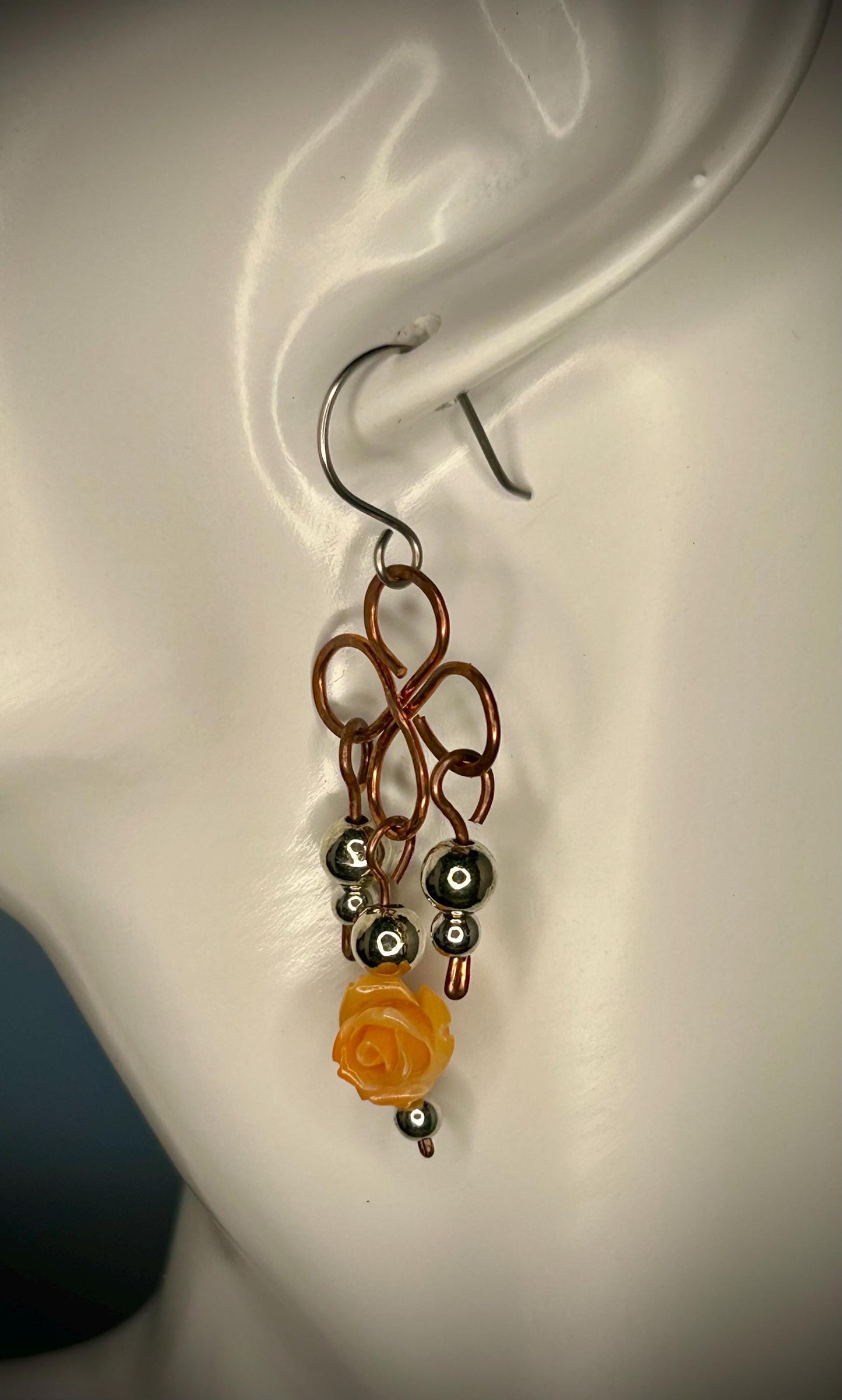 Copper Clover Rose Earrings