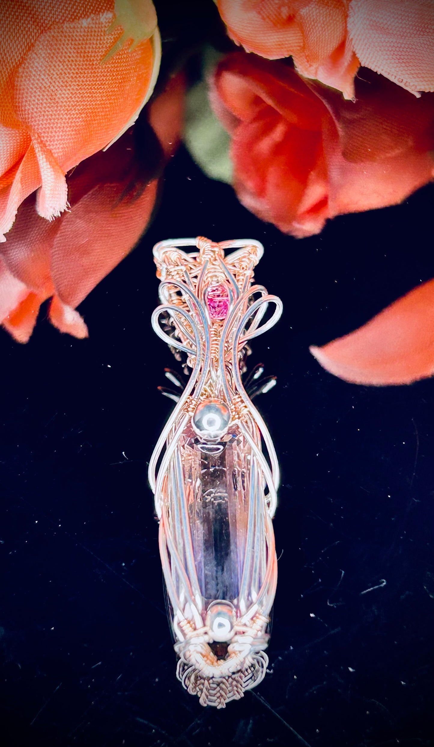 Silver/RG Filled Ametrine & Pink Tourmaline Pendant